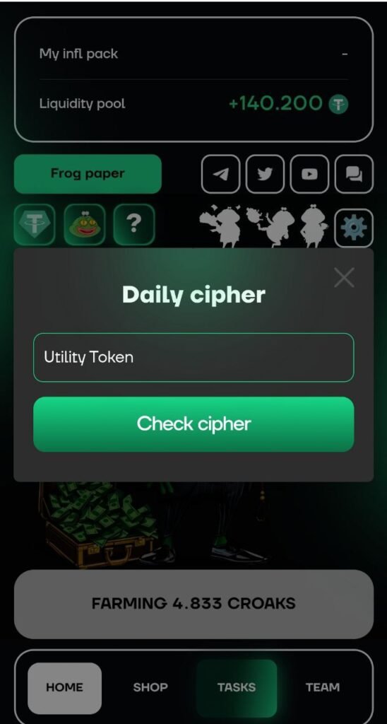 daily cipher code frogfarm telegram mining game